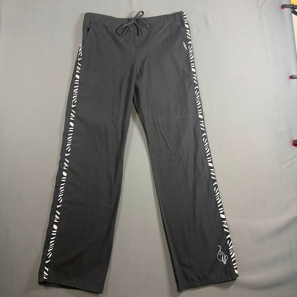 Baby Phat Kimora Lee Simmons Scrub Pants Womens Small Black Zebra Trim